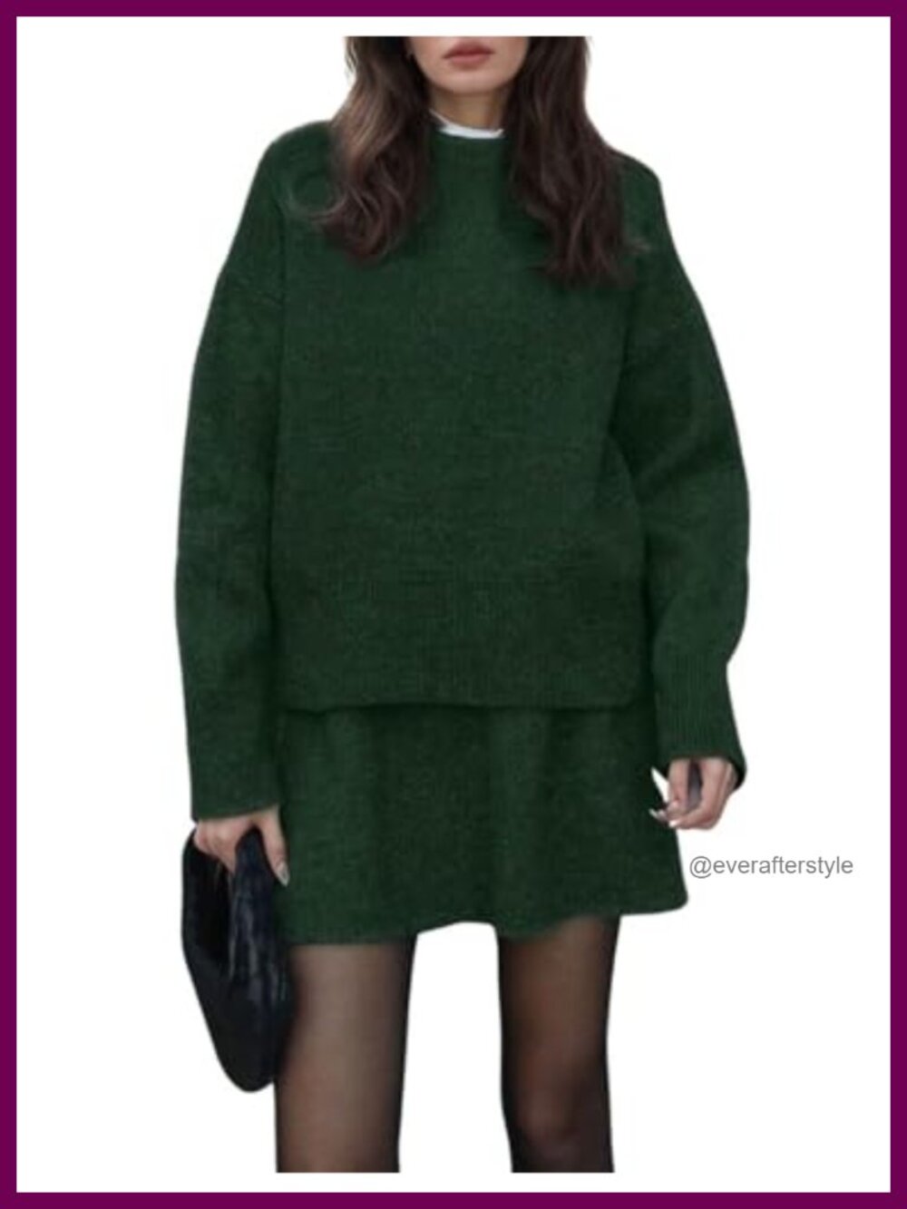 Women 2 Piece Sweater Skirt Set Loose Fit Pullover Knit Mini Skirt Outfit